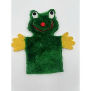 Sheram Puppets Green Frog 10" Plush Hand Puppet Vintage USA